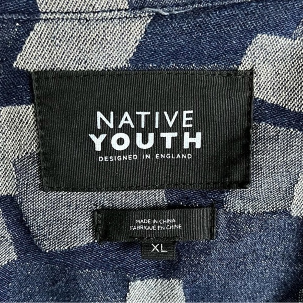 Native Youth Patchwork Button Down Shirt - sz XL - image 9